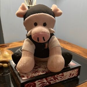 Adorable Black and Pink Harley Davidson Hog Plush Pig Toy